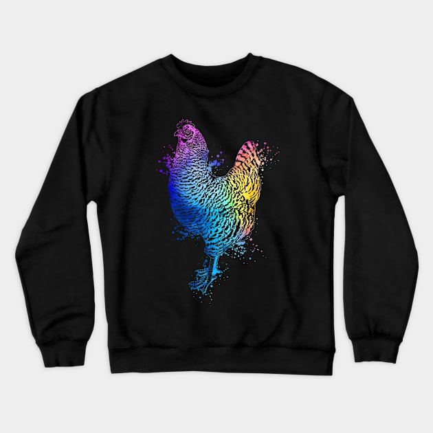 Colorful drawing of an plymouth rock chicken Crewneck Sweatshirt by Modern Medieval Design